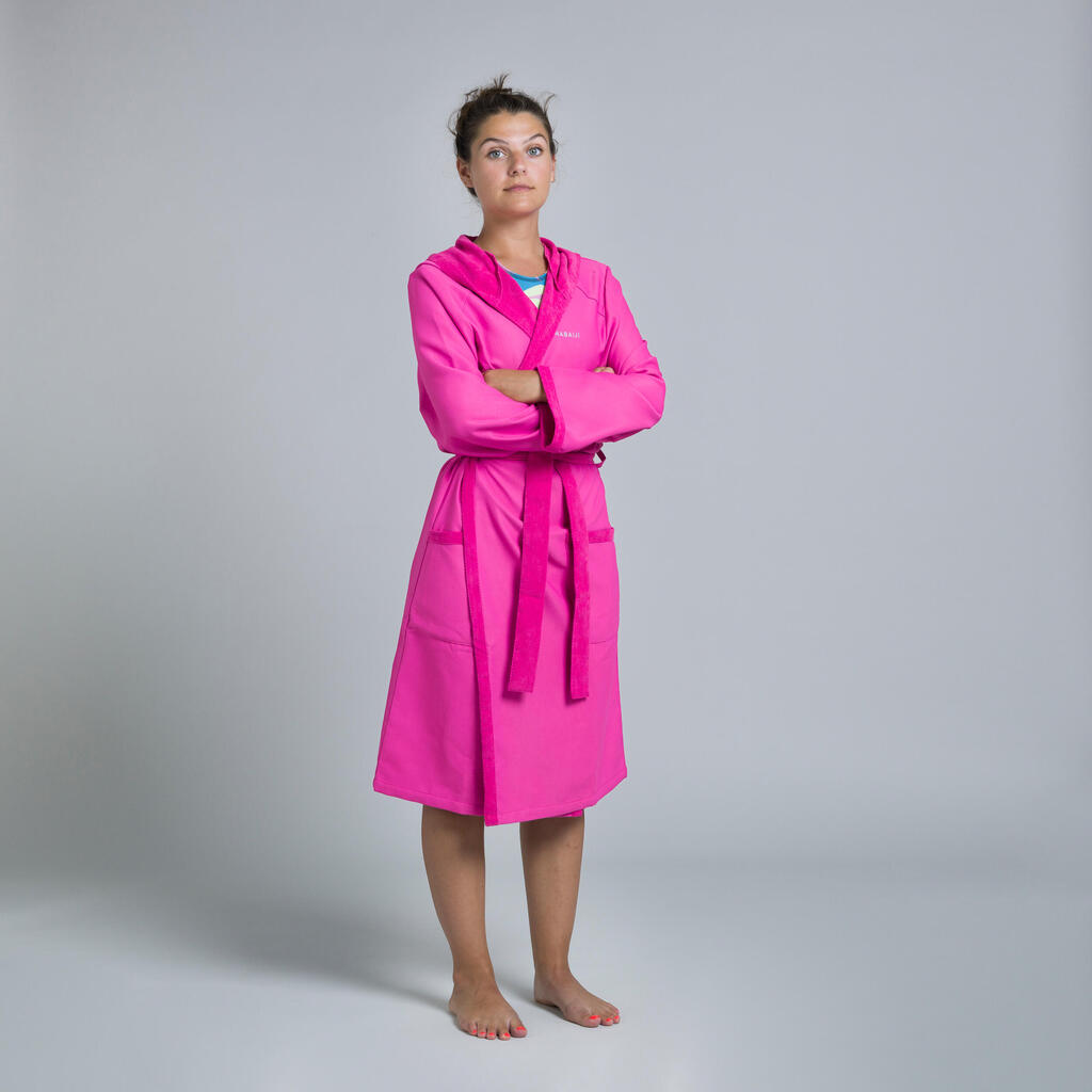 Women's Compact Bathrobe and Towel Set - Pink